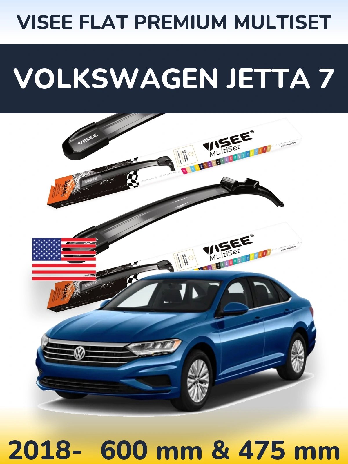 Ștergătoare VISEE FLAT PREMIUM MultiSet pentru Volkswagen Jetta 7