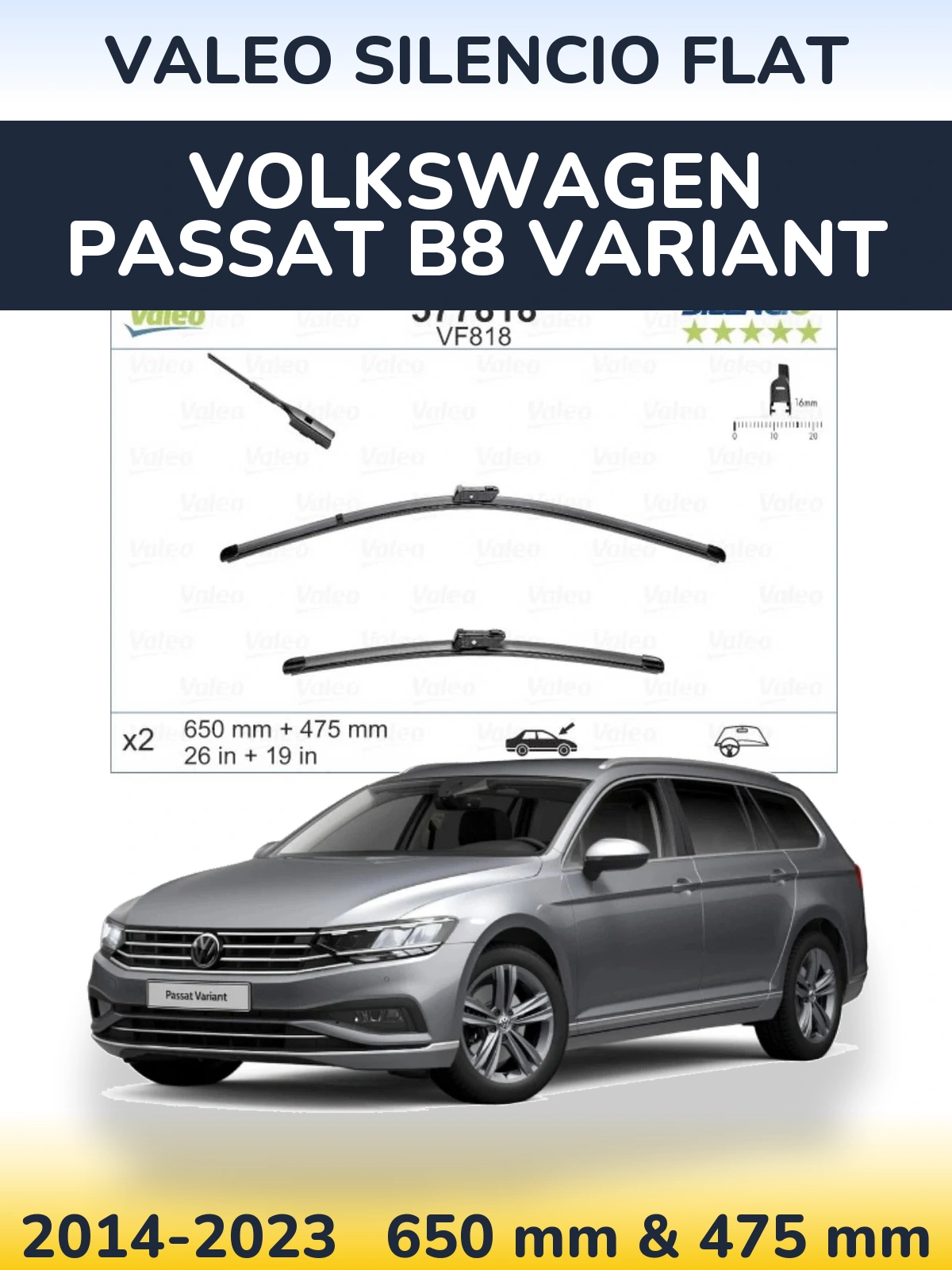 Ștergătoare Valeo Silencio Flat pentru Volkswagen Passat B8 Variant