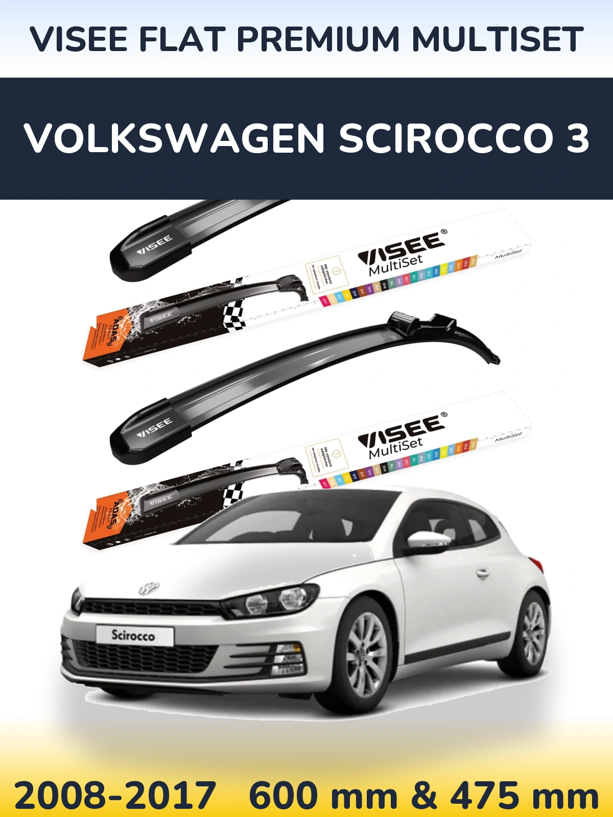 Ștergătoare VISEE FLAT PREMIUM MultiSet pentru Volkswagen Scirocco 3