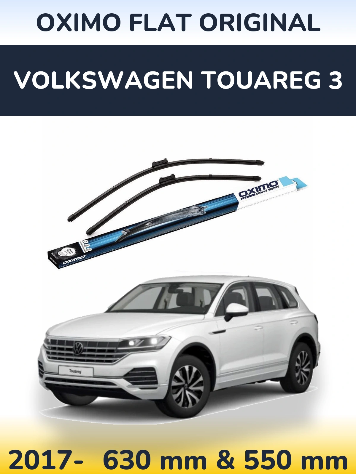 Комплект передних дворников Oximo Flat Original 630 & 550 мм для Volkswagen Touareg 3 2017-2026