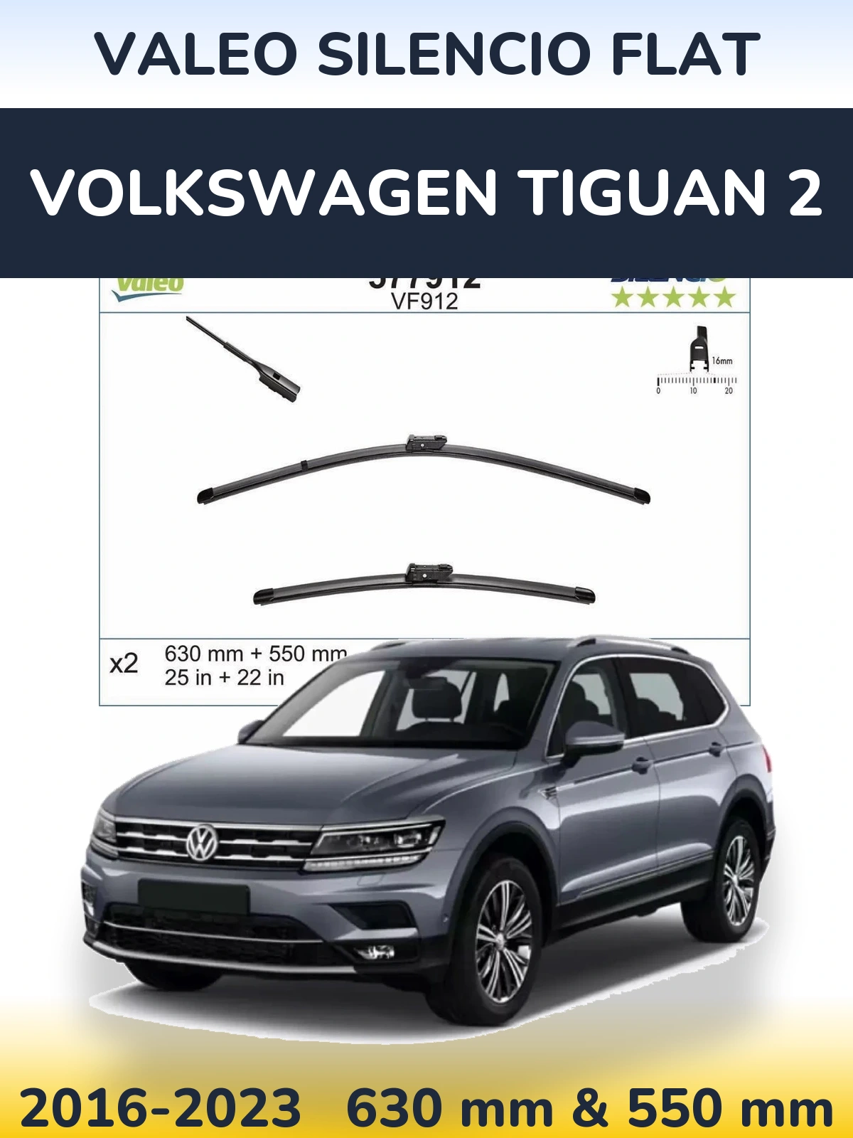 Ștergătoare Valeo Silencio Flat pentru Volkswagen Tiguan 2