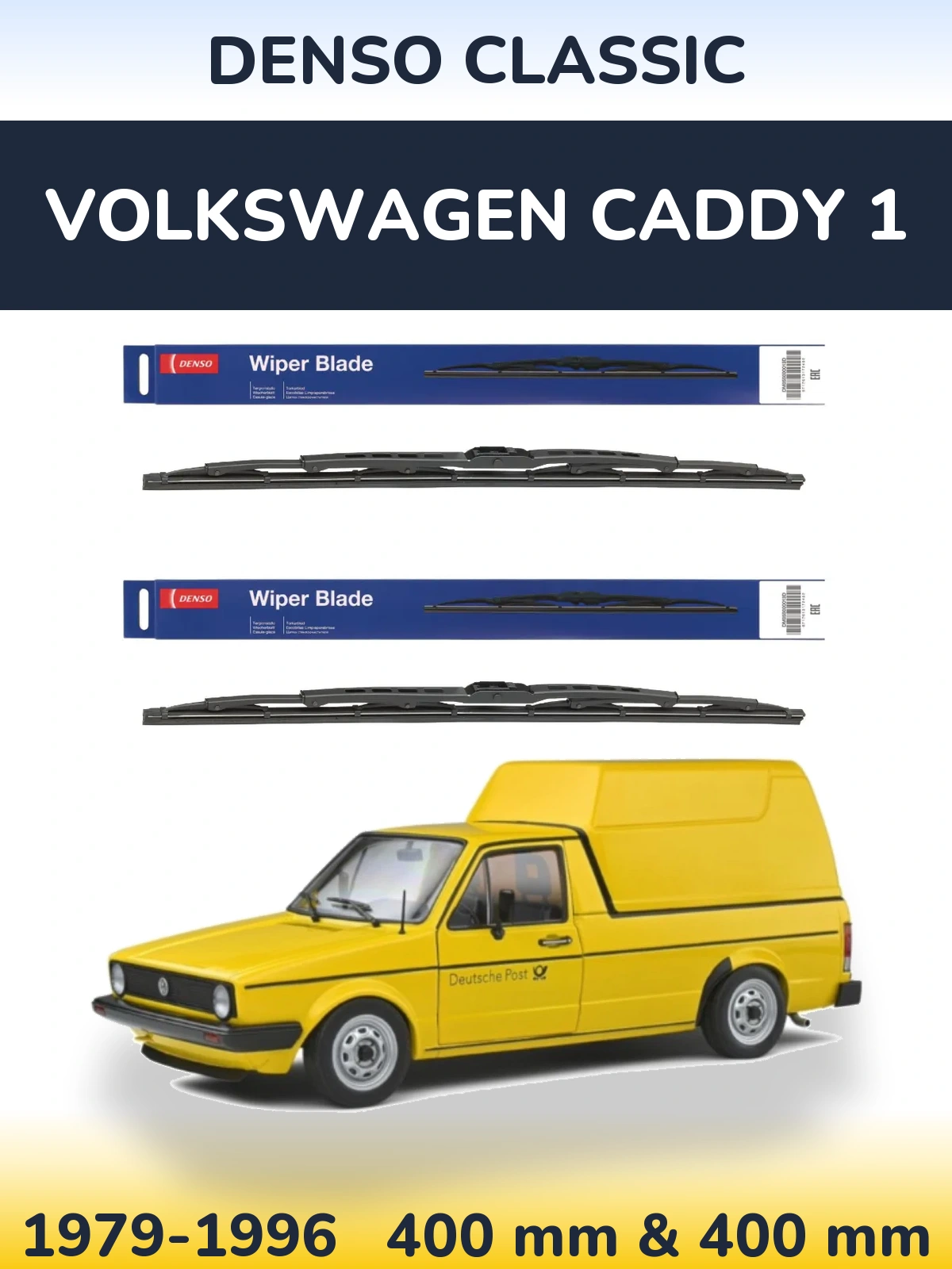 Комплект передніх щіток Denso Classic 400 & 400 мм для Volkswagen Caddy 1 1979-1996