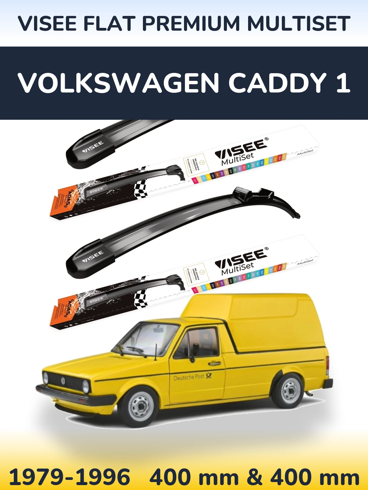 Ștergătoare VISEE FLAT PREMIUM MultiSet pentru Volkswagen Caddy 1