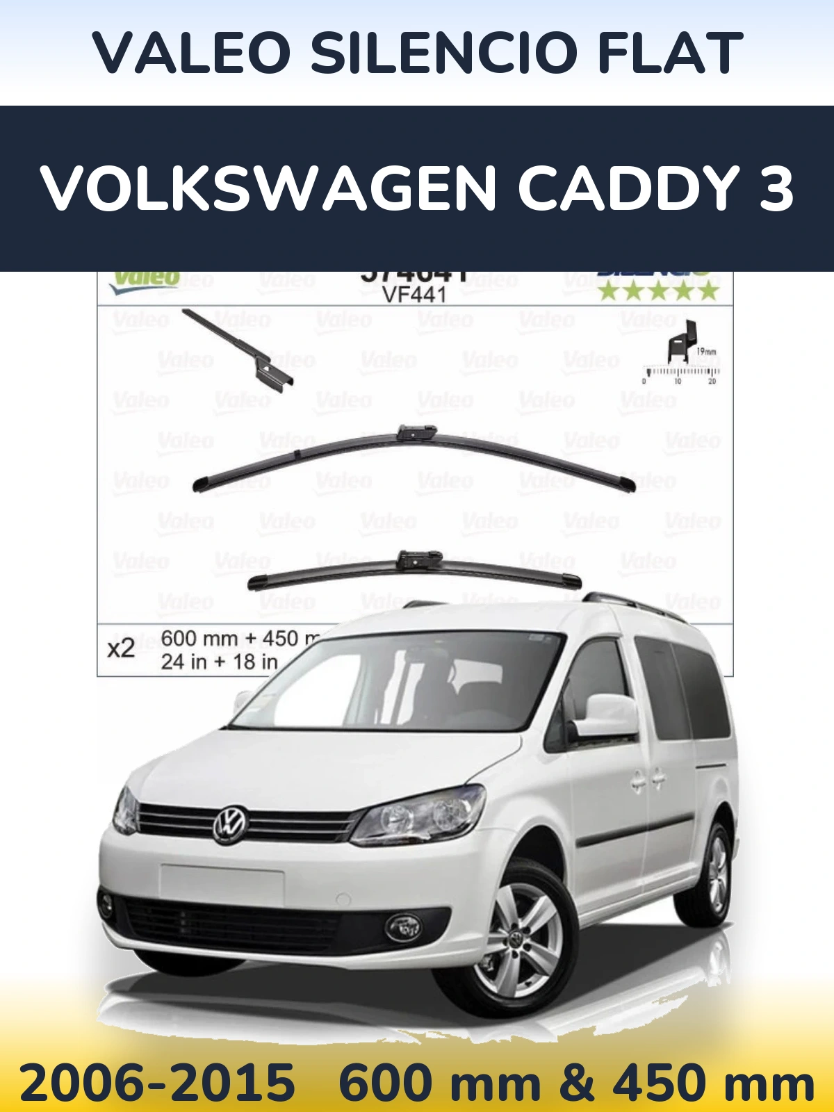 Ștergătoare Valeo Silencio Flat pentru Volkswagen Caddy 3