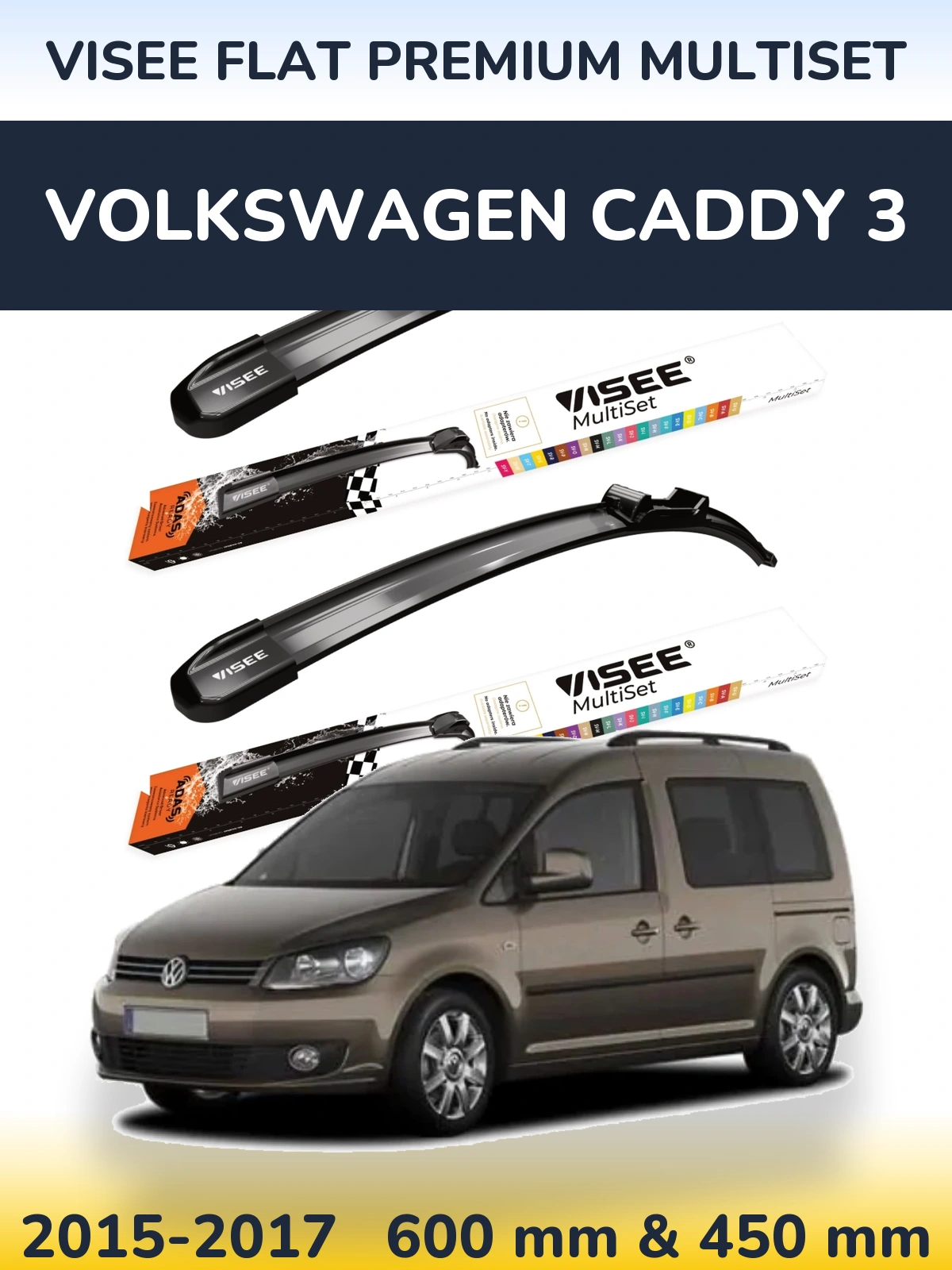 Ștergătoare VISEE FLAT PREMIUM MultiSet pentru Volkswagen Caddy 3