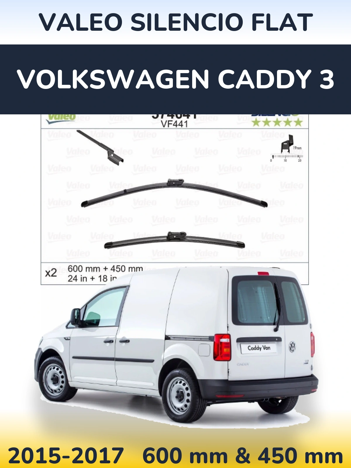 Ștergătoare Valeo Silencio Flat pentru Volkswagen Caddy 3