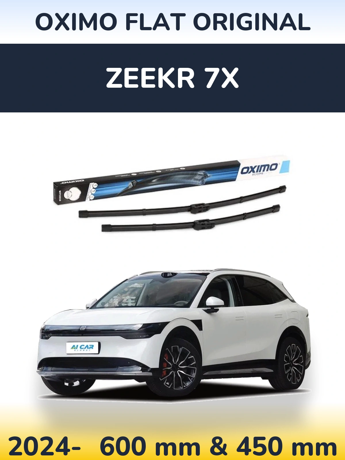 Комплект передних дворников Oximo Flat Original 600 & 450 мм для Zeekr 7X 2024-2026