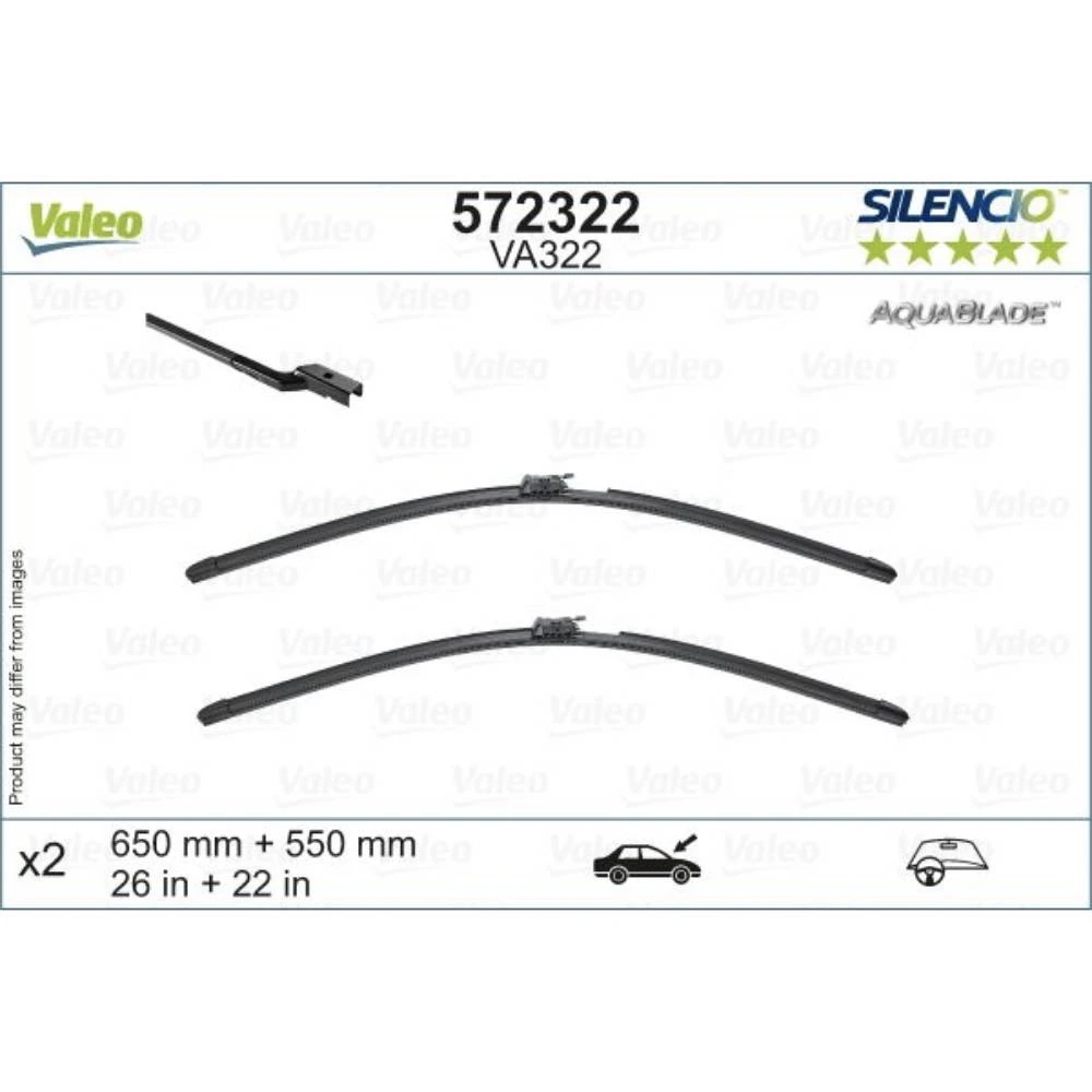 Комплект передних дворников Valeo Aqua Blade 650 & 550 мм для Mercedes SL-Klasse 2012-2022
