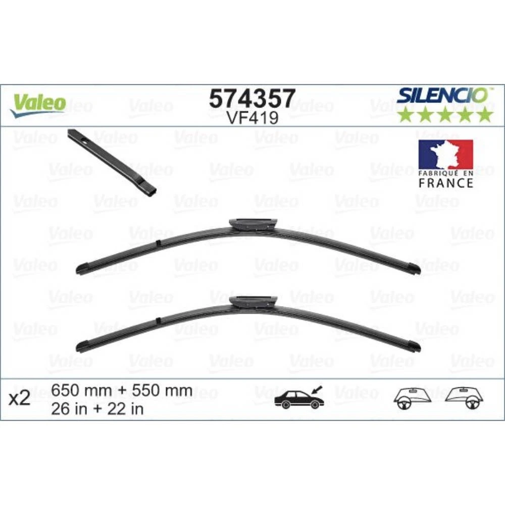 Ștergătoare Valeo Silencio Flat pentru Renault Scenic 2