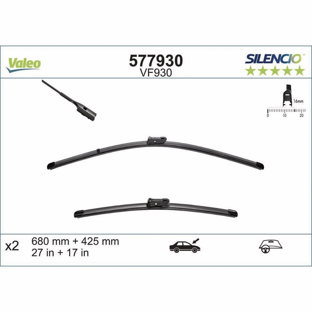 Ștergătoare Valeo Silencio Flat pentru DS DS7