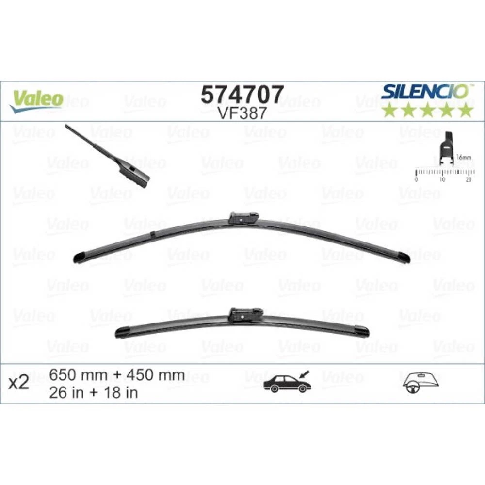 Ștergătoare Valeo Silencio Flat pentru Maserati Geracle